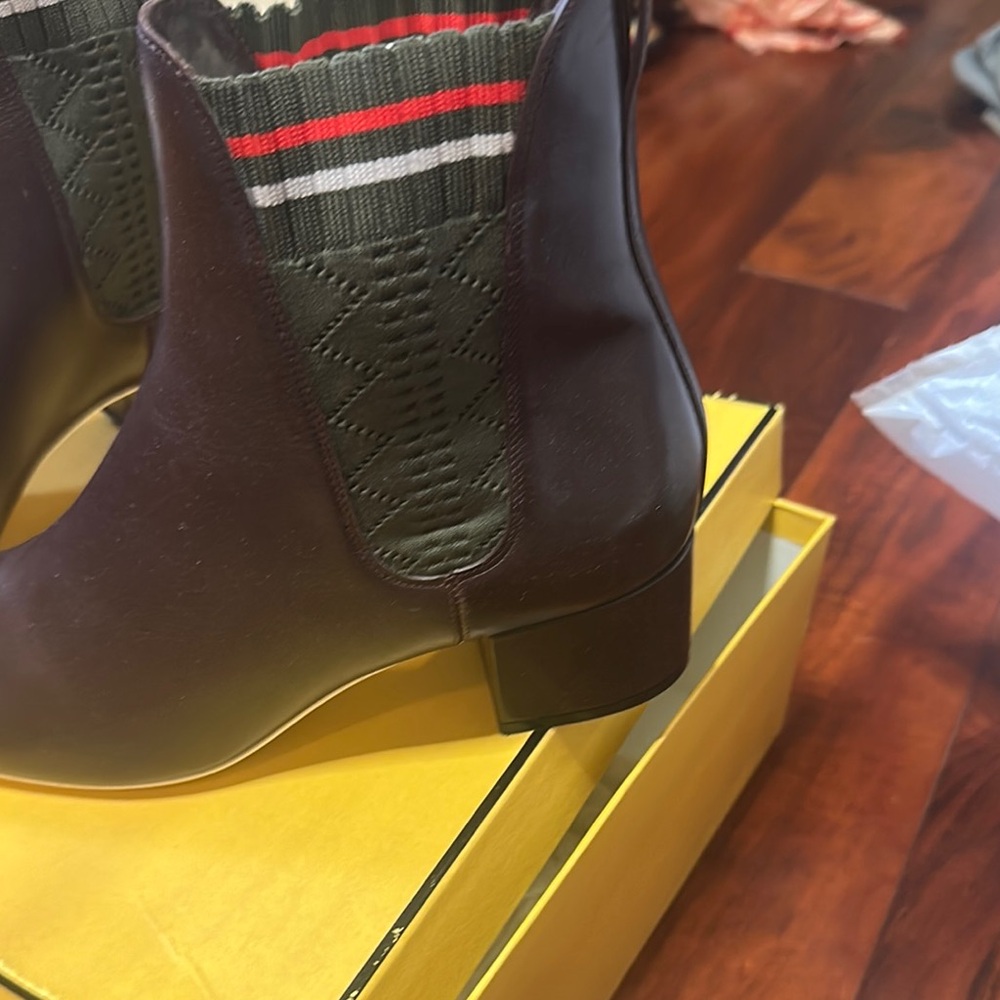 Brown Ankle Boots with Elastic Side Panel